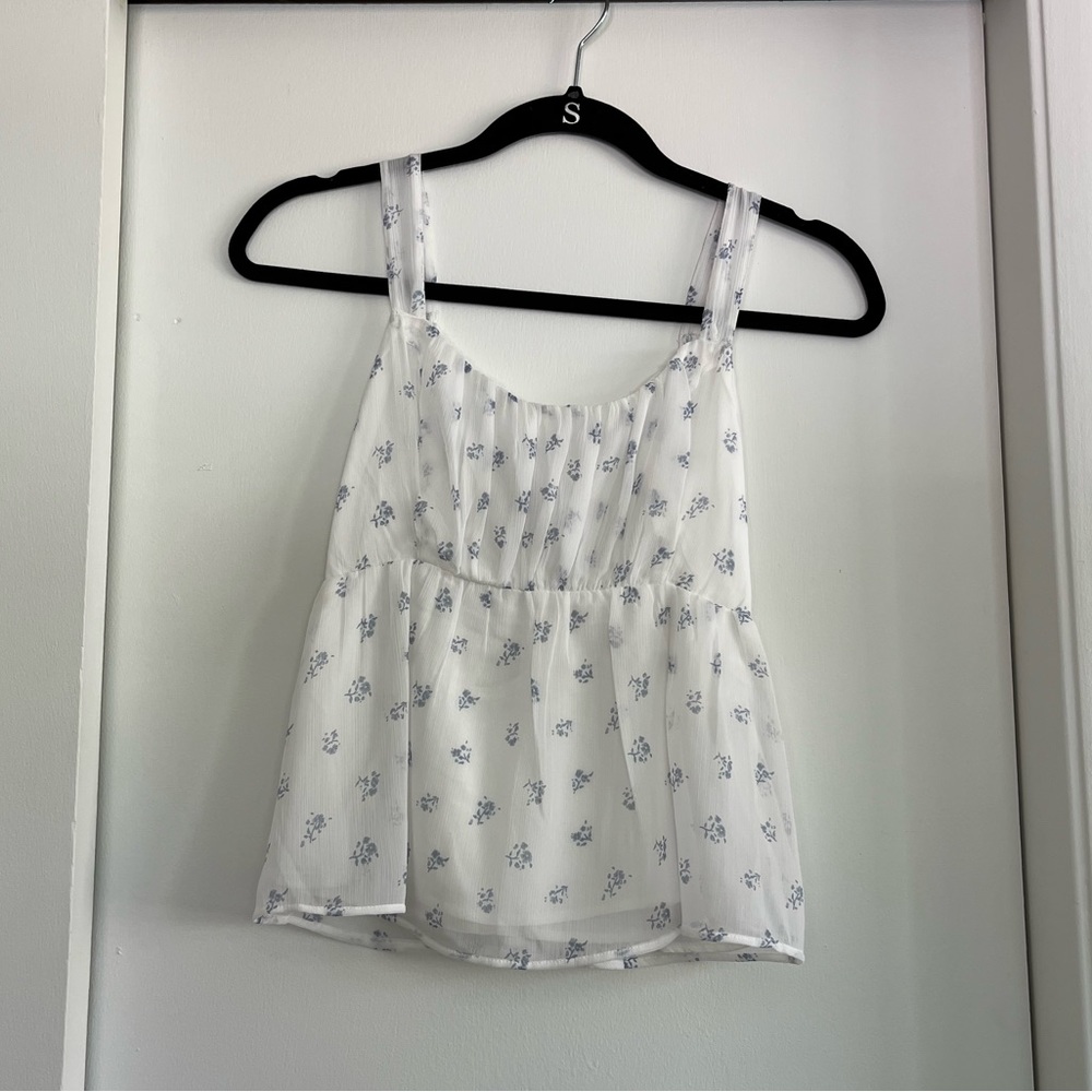 A&F White Floral Tank NWT